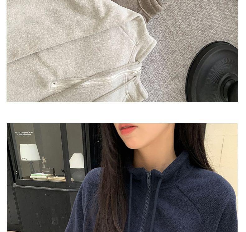 Mock Neck Zip-Up Plain Jacket Product Image