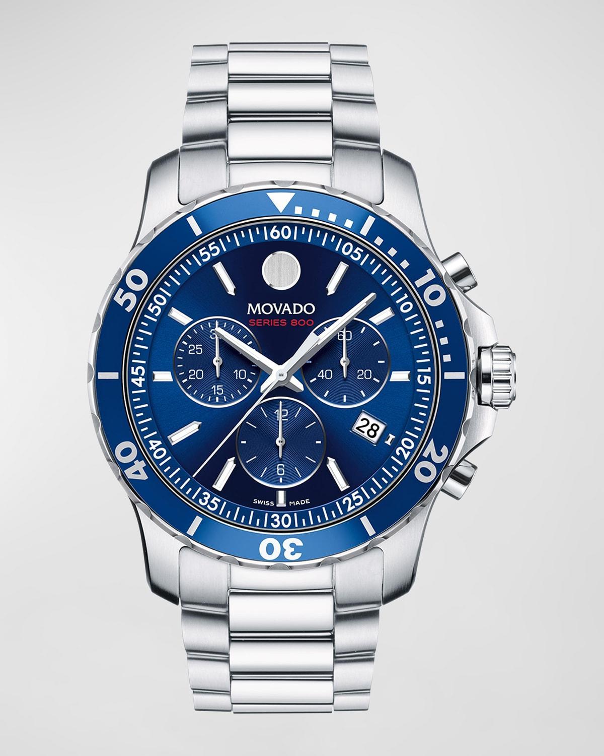 Men's Movado Series 800Â® Chronograph Watch with Blue Dial (Model: 2600141) Product Image