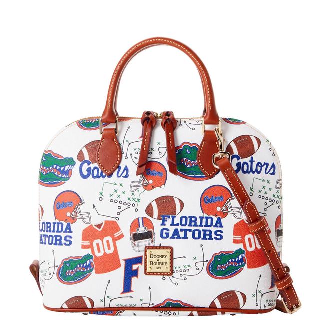 Dooney & Bourke Womens Collegiate University of Florida Zip Zip Coated Cotton Satchel Bag in White Multi Product Image