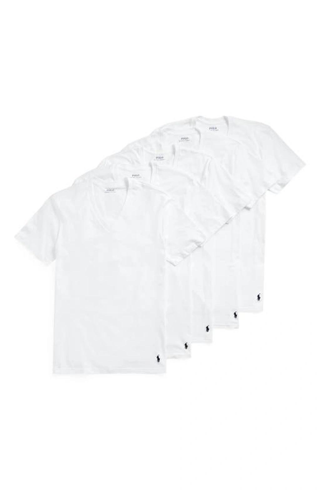 5-pack Relaxed Fit V-neck Undershirts In White Product Image