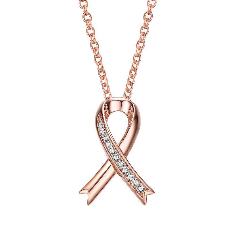 18k Rose Gold Over Sterling Silver Cubic Zirconia Loop Necklace, Womens Pink Product Image