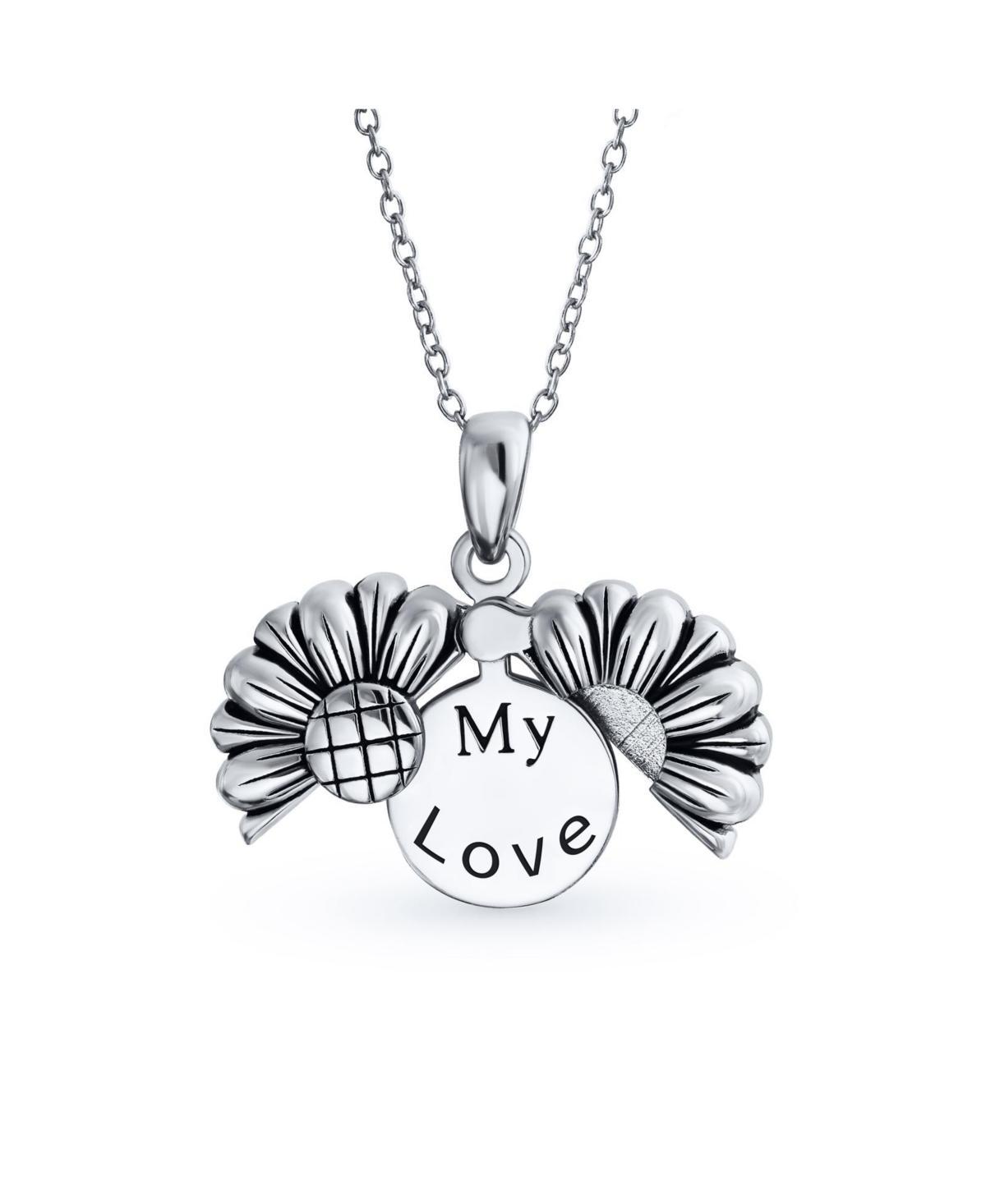 Bling Jewelry Floral Flower Inspirational Saying My Love Words Sunflower Open Locket Pendant Necklace For Women Teen Girlfriend Rhodium Plated .925 St Product Image