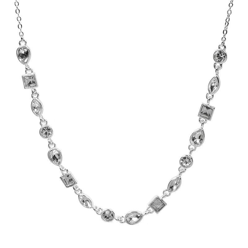 LC Lauren Conrad Silver Tone Crystal Geo-Shape Station Necklace, Womens, Clear Product Image