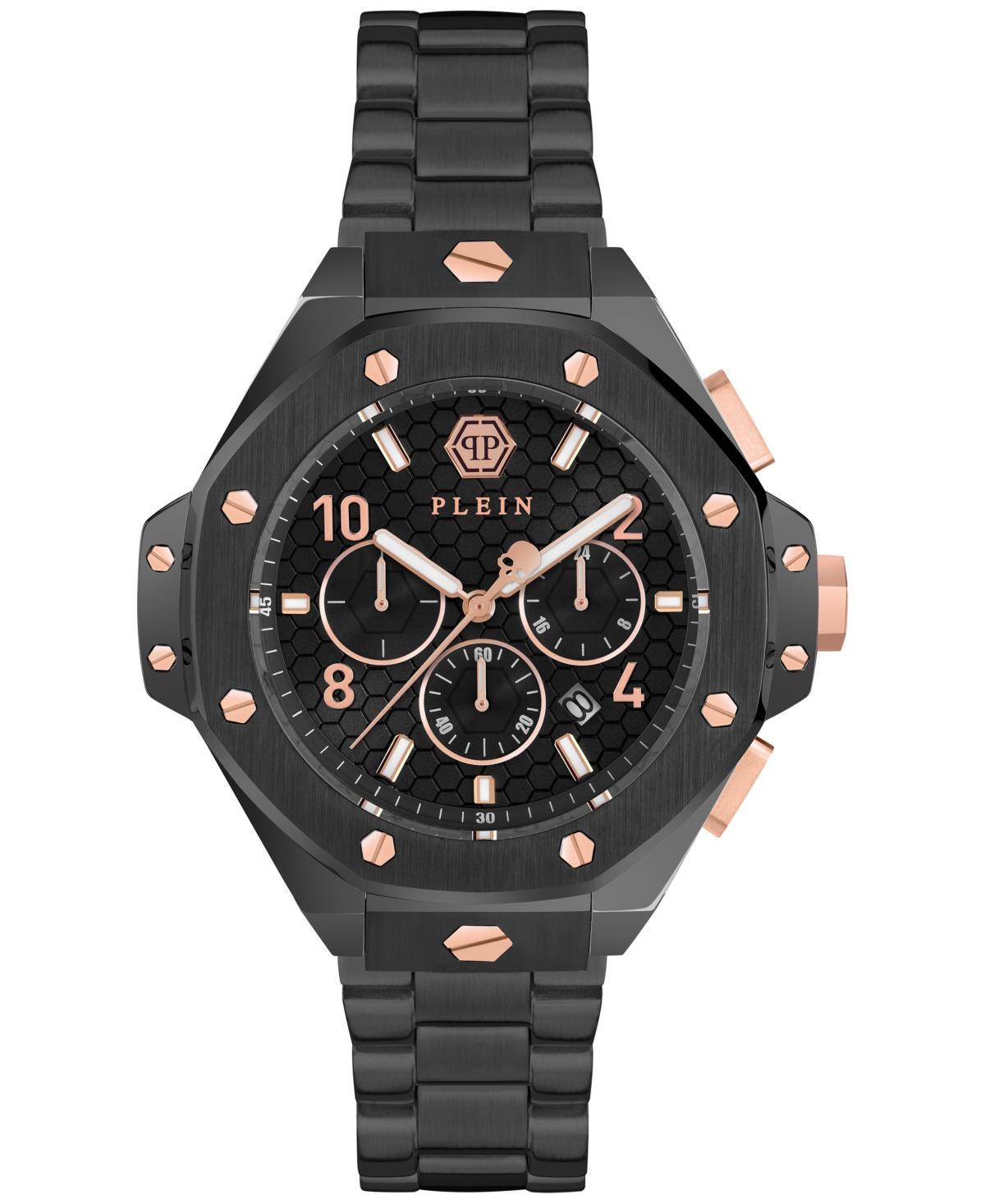 Philipp Plein Mens Chronograph Black Ion Plated Bracelet Watch 46mm - Black Product Image