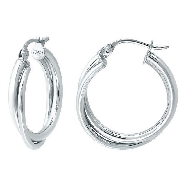 Aleure Precioso Sterling Silver Double Tube Hoop Earrings, Womens Product Image