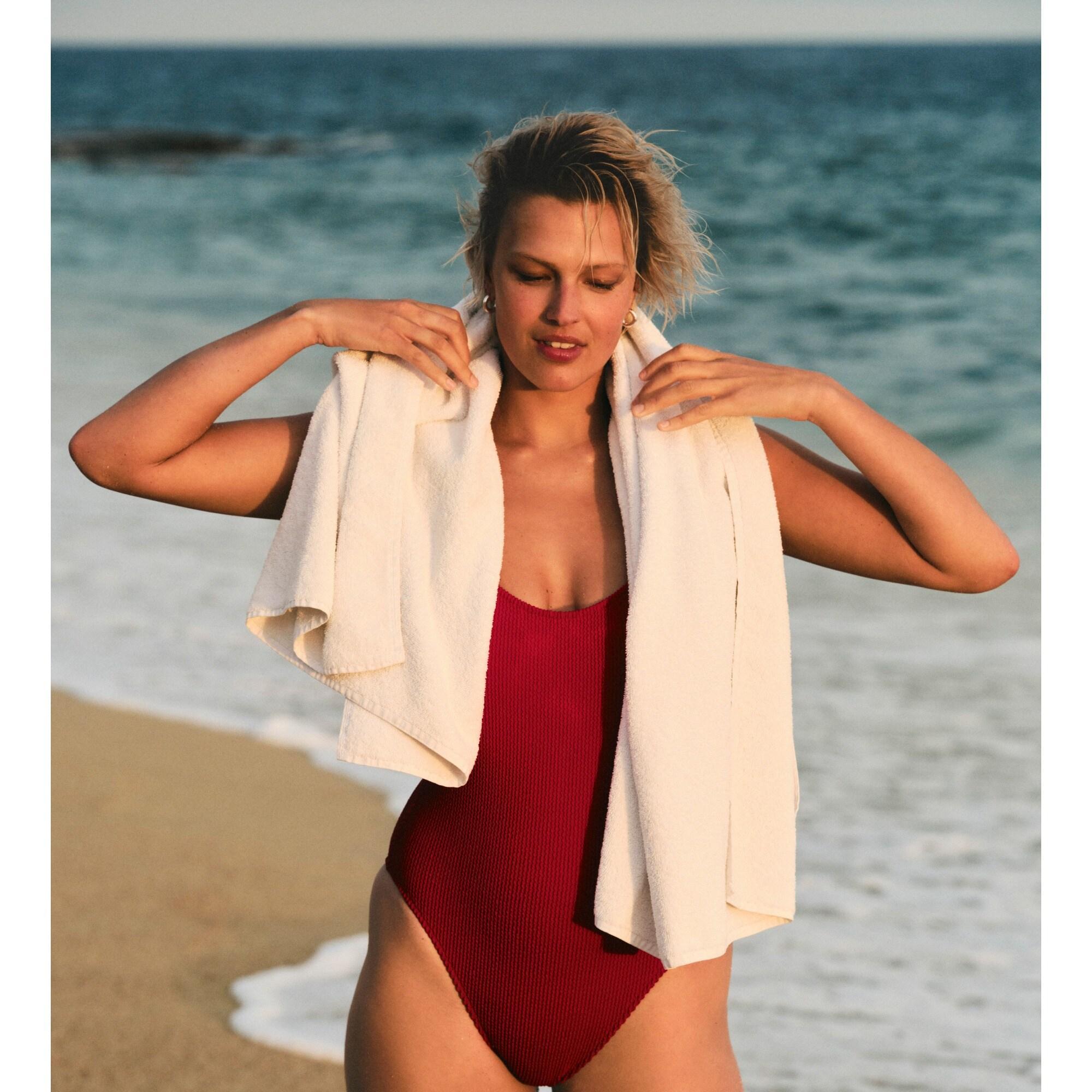 Textured scoopneck one-piece swimsuit Product Image