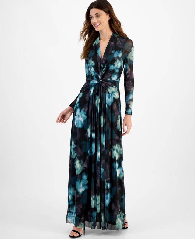 Anne Klein Womens Long-Sleeve Twist-Front Maxi Dress Product Image