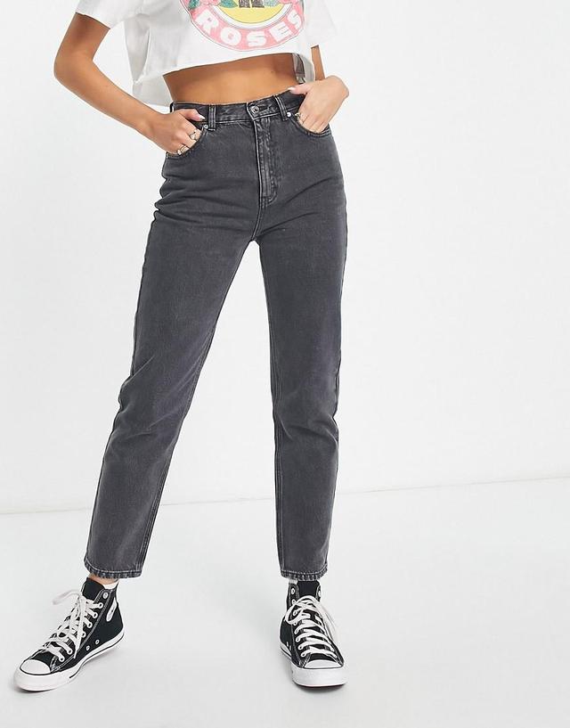 Pull&Bear high waisted mom jean in washed gray Product Image