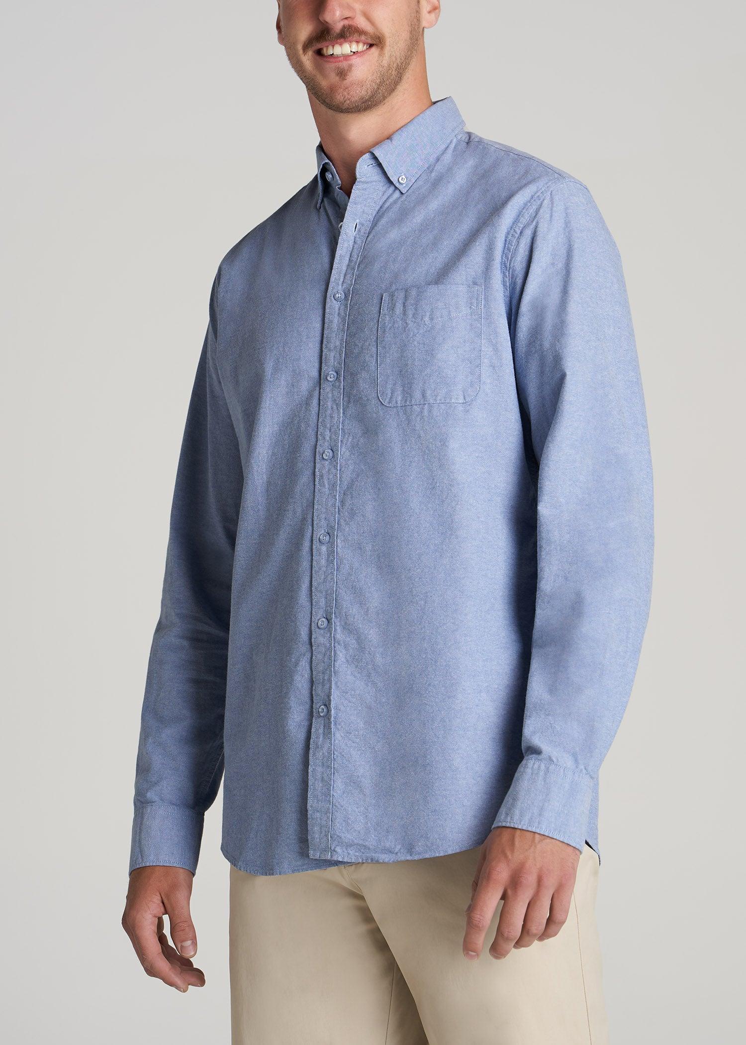 Washed Oxford Shirt for Tall Men in Dark Sky Blue Male Product Image