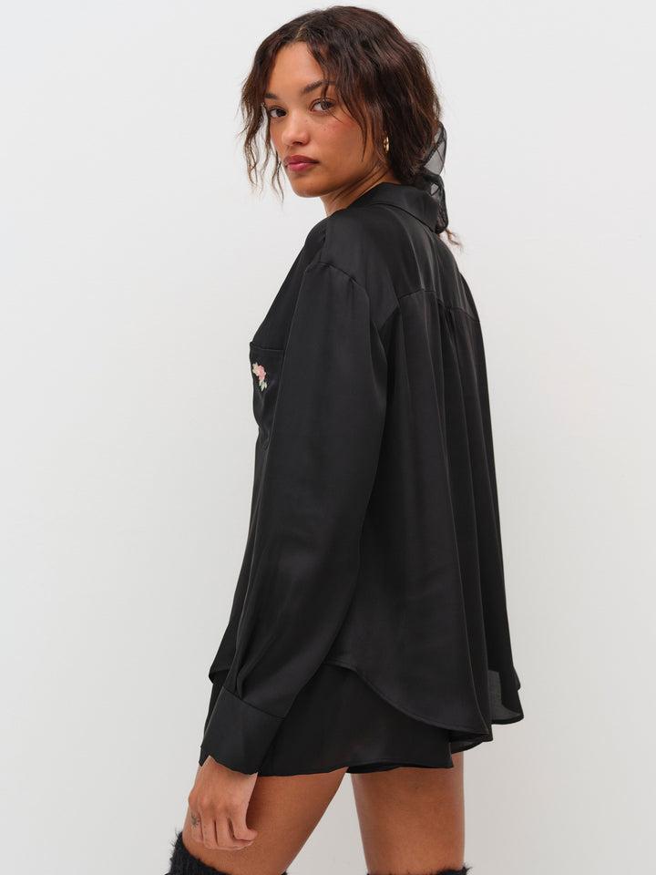 Everyday Rosebud PJ Top — Black Product Image