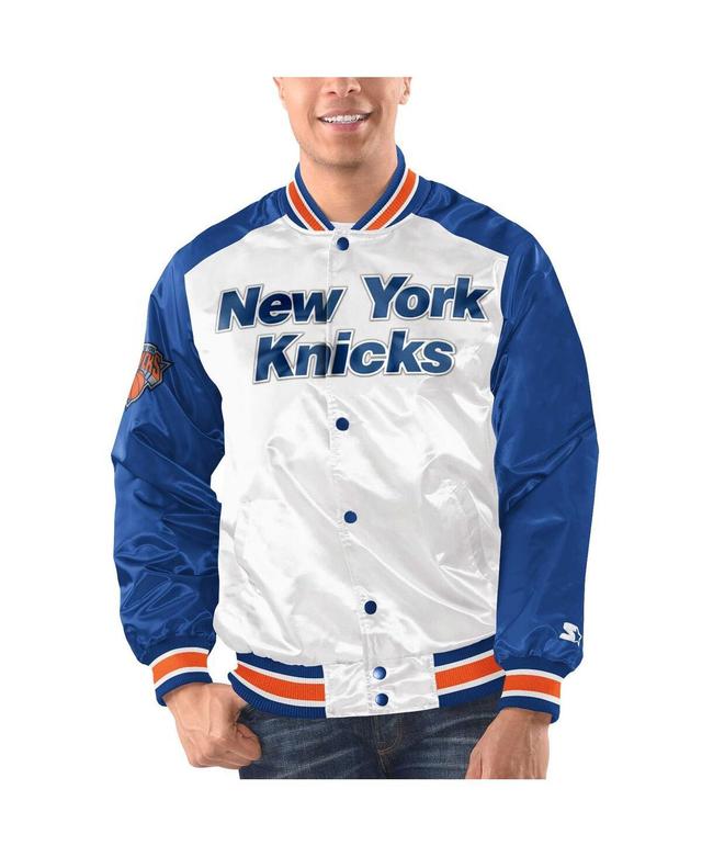 Mens Starter White New York Knicks Renegade Satin Full-Snap Varsity Jacket - White Product Image