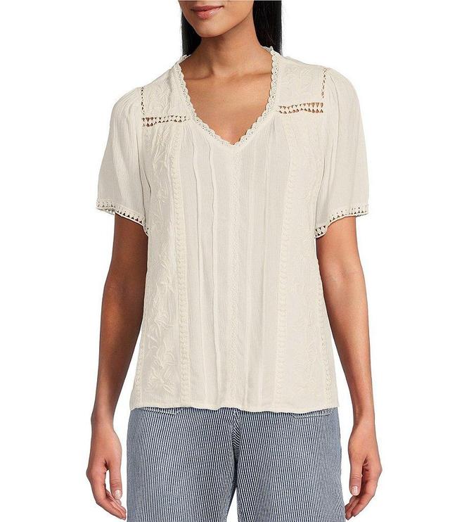 Nurture by Westbound Embroidered V-Neck Short Sleeve Top Product Image