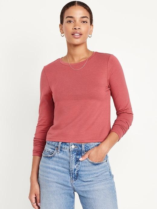 Bestee Long-Sleeve Crop T-Shirt Product Image