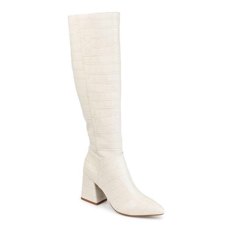 Journee Collection Landree Tru Comfort Foam Womens Heeled Knee High Boots Ivory Product Image