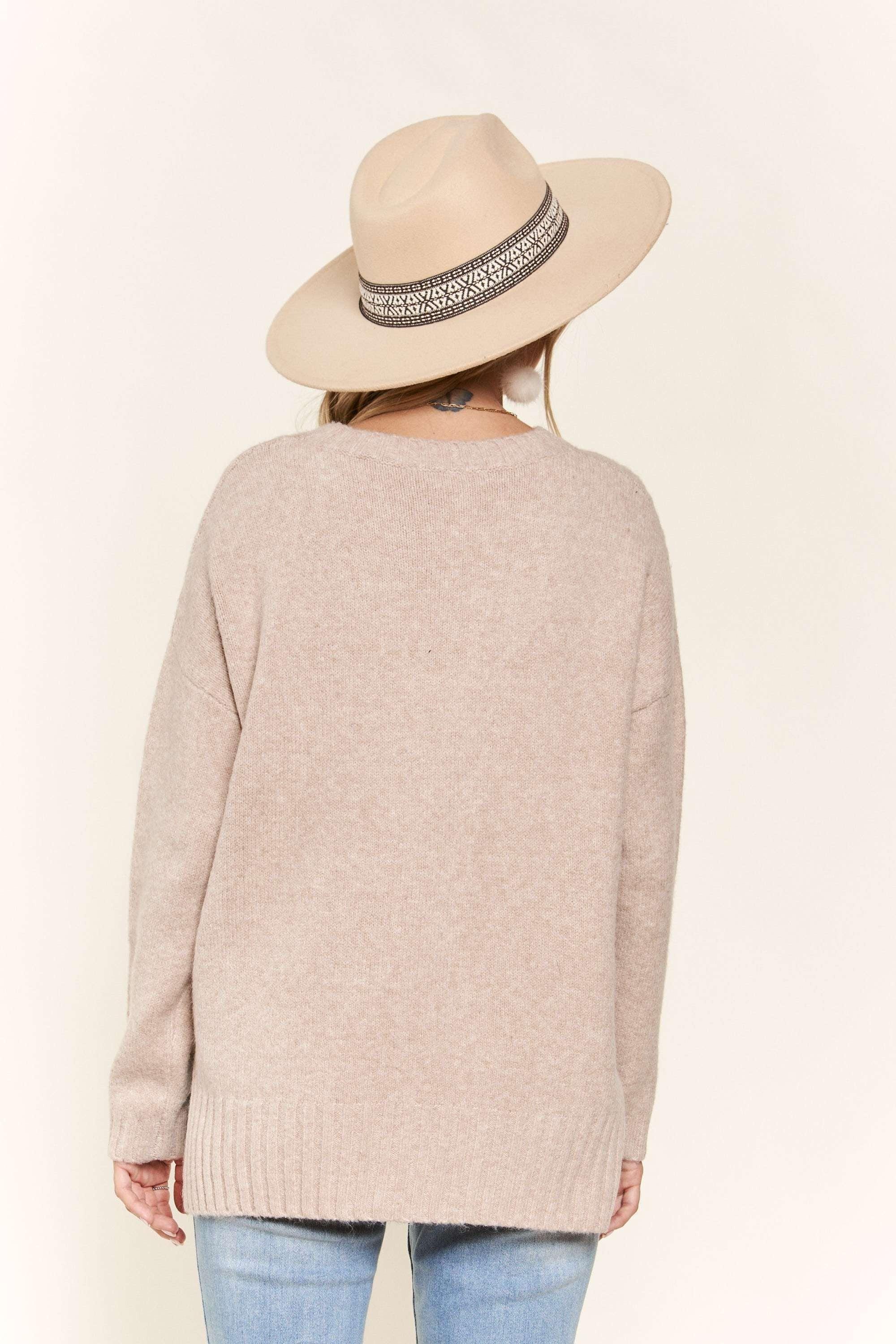 Plus Ribbed Round Neck Sweater Top Product Image