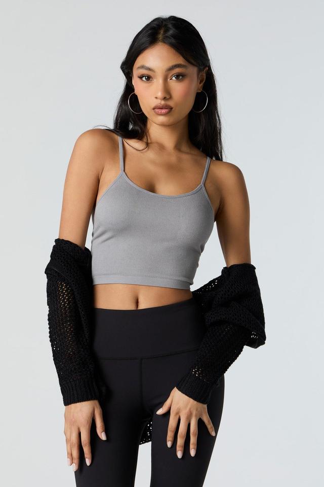 Seamless Ribbed Scoop Neck Cropped Cami Female Product Image