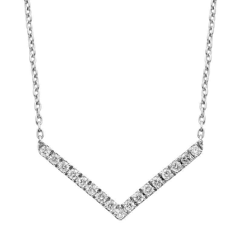 10k White Gold 1/6 ct. T.W. Diamond Chevron Necklace, Womens Product Image