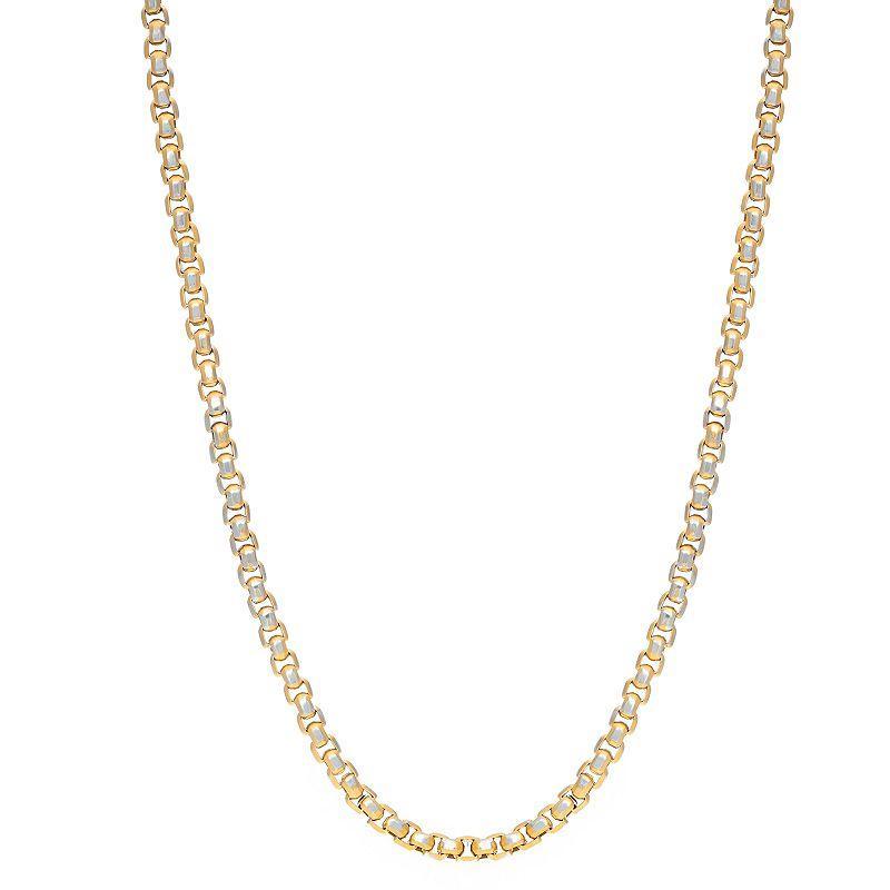 Mens LYNX Stainless Steel Box Chain Necklace Gold Tone Product Image