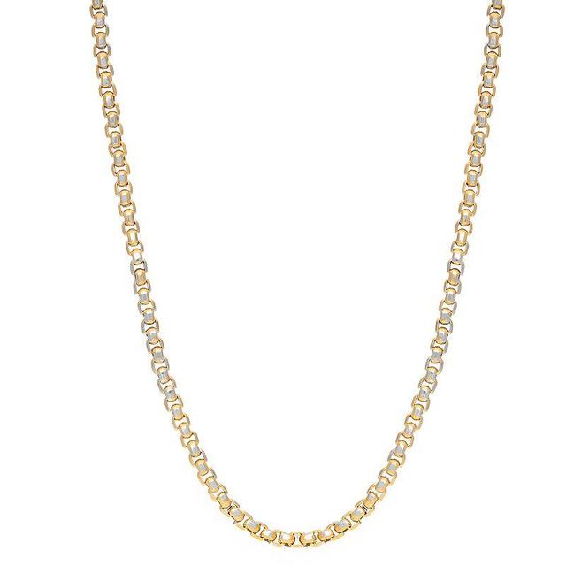 Mens LYNX Stainless Steel Box Chain Necklace Gold Tone Product Image