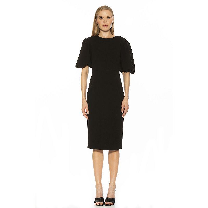 Womens ALEXIA ADMOR Bubble Sleeve Midi Sheath Dress Product Image