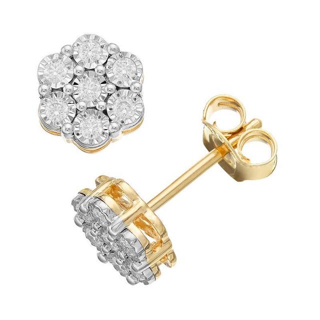 Diamond Brilliance 1/4 Carat T.W. Lab-Created Diamond Flower Earrings, Womens, Yellow Product Image