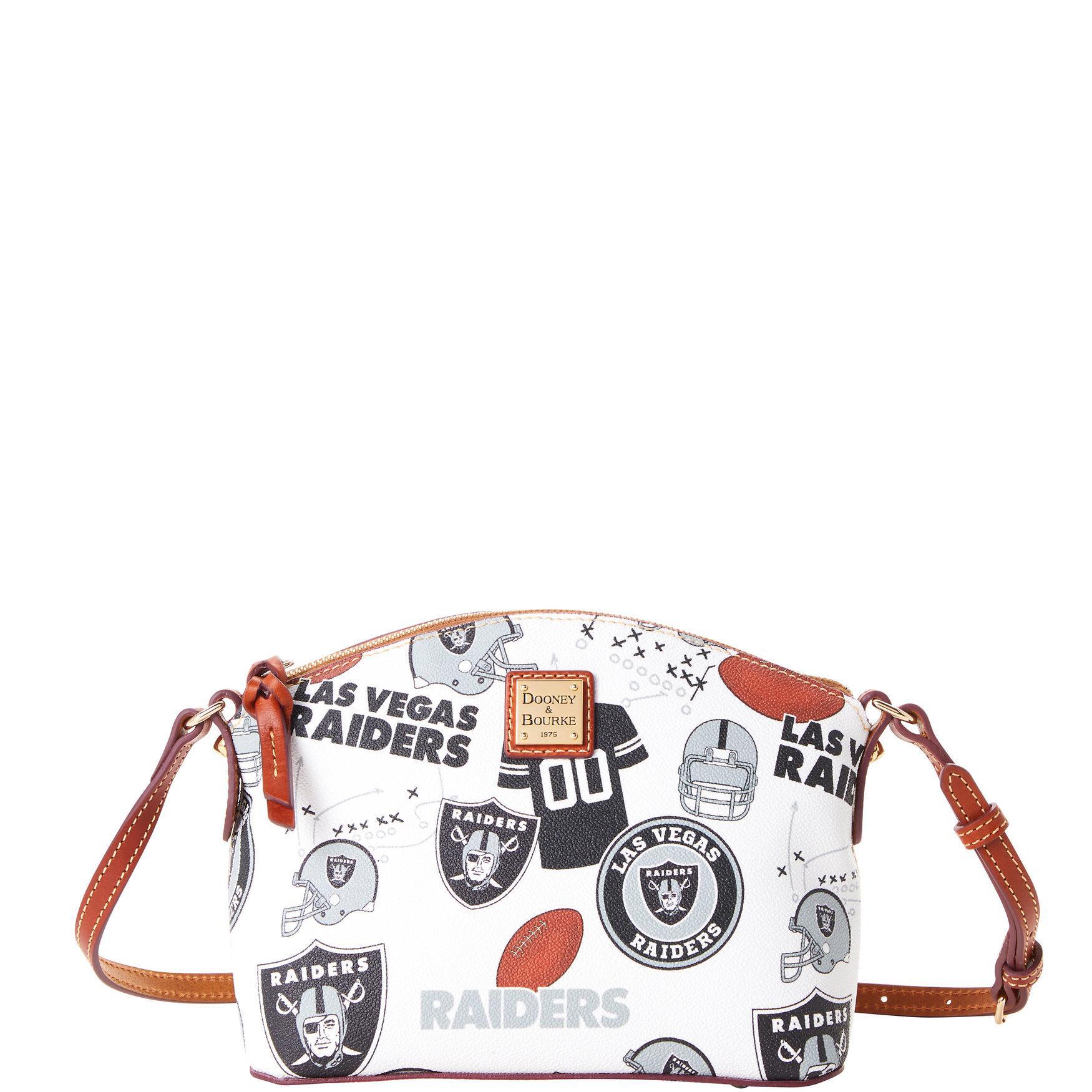 Dooney & Bourke Womens NFL Raiders Suki Crossbody Coated Cotton Shoulder Bag in White Multi Product Image