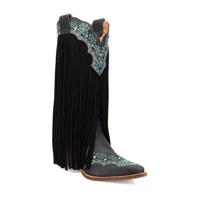 Dingo Womens Tequila Sunrise Suede Stacked Heel Cowboy Boots Product Image