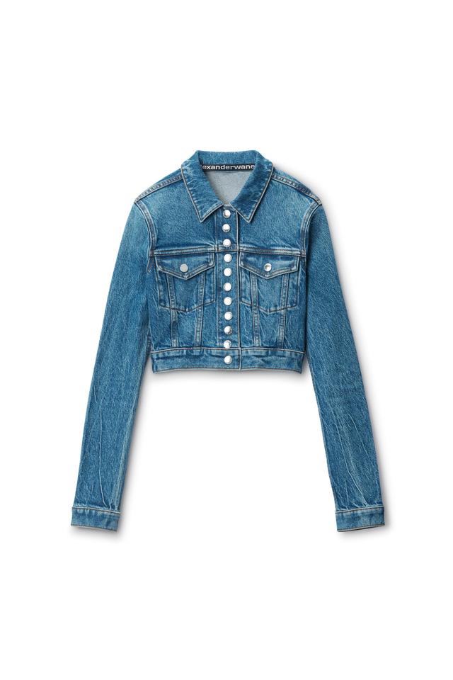 Cropped Trucker Jacket In Comfort-stretch Denim Product Image