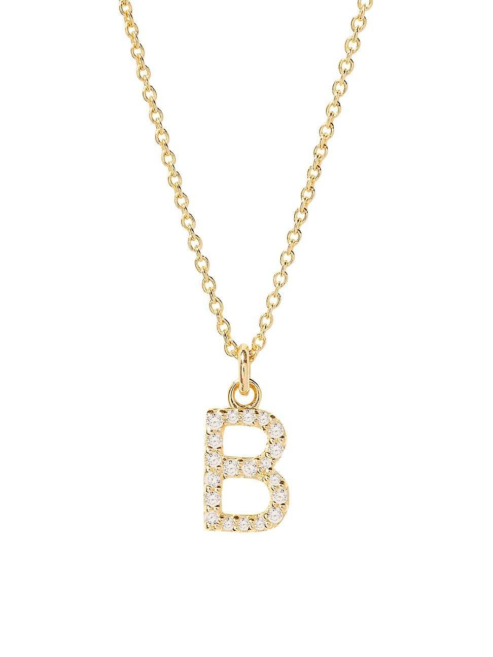 Womens Blaire 14K-Yellow-Gold Vermeil & 0.3-0.11 TCW Diamond Initial Pendant Necklace Product Image