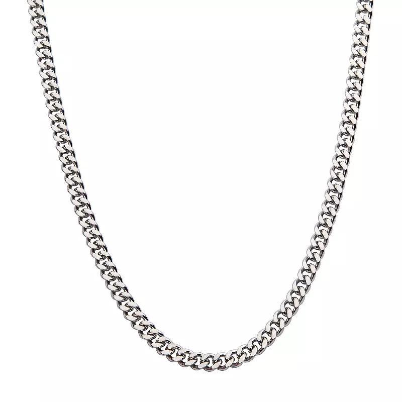 Stainless Steel 4 mm Curb Chain Necklace, Mens Silver Tone Product Image