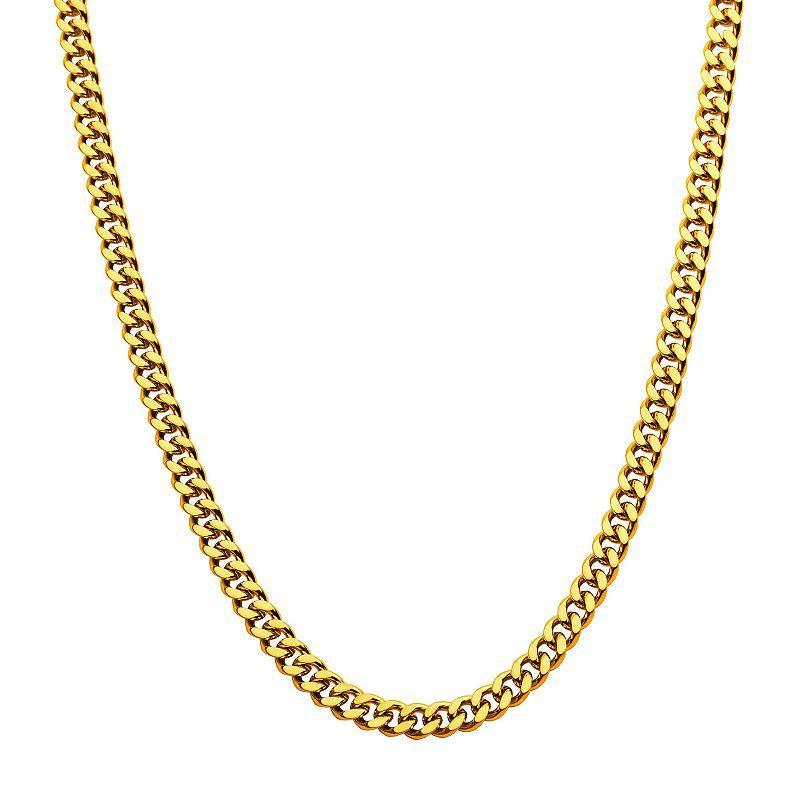 18k Gold Over Stainless Steel 6 mm Curb Chain Necklace, Mens Product Image