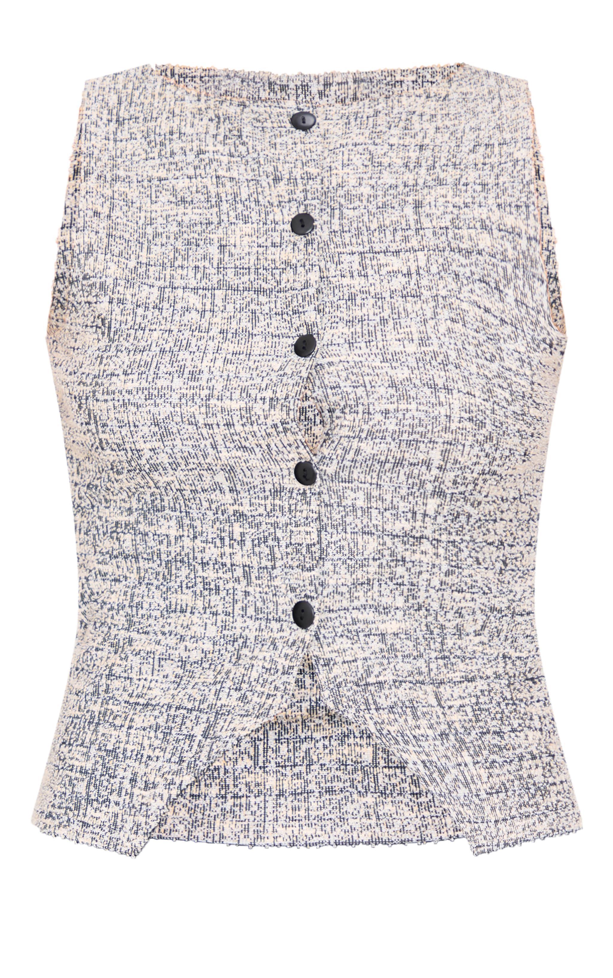 Grey Boucle Button Down Waist Coat Product Image