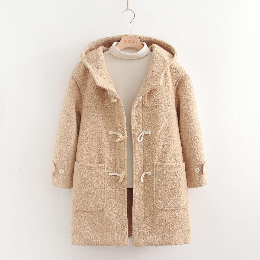 Faux Shearling Hooded Duffle Coat Product Image