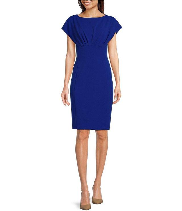 Calvin Klein Short Sleeve Boat Neck Scuba Crepe Dress Product Image