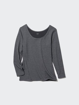 UNIQLO US Women's Heattech Cotton Scoop Neck Long-Sleeve T-Shirt (Extra Warm) with Moisture-Wicking Dark Gray XL UNIQLO US  XL  female Product Image