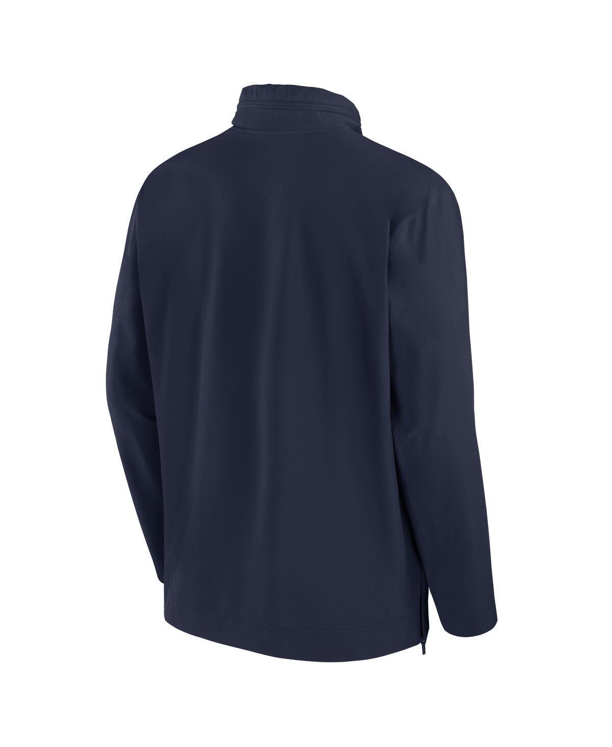 NIKE Men's Navy West Virginia Mountaineers Sideline Coaches Quarter-zip Jacket In Navy,gold Product Image