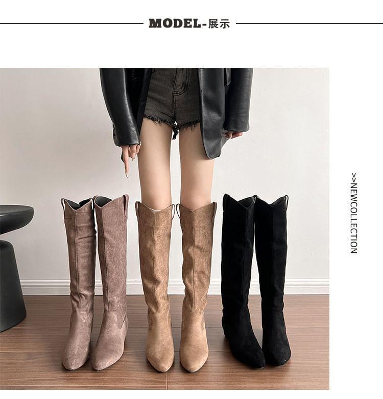 Pointed Toe Hidden Wedge Tall Boots Product Image