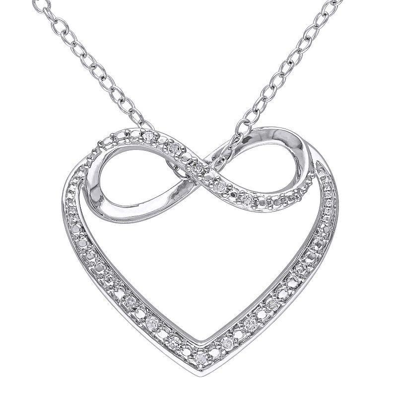 Stella Grace Sterling Silver Diamond Accent Heart Pendant Necklace, Womens Product Image