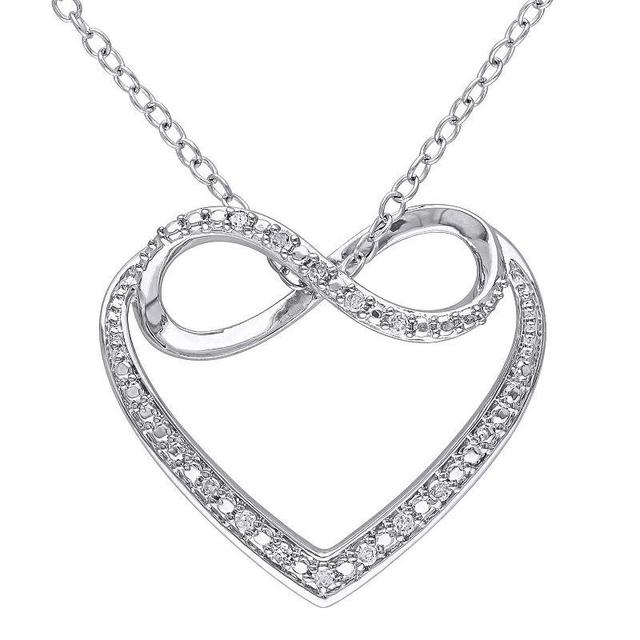 Stella Grace Sterling Silver Diamond Accent Heart Pendant Necklace, Womens White Product Image