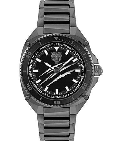 Plein Sport Mens Thunder Force Three Hand Quartz Black Stainless Steel 47MM - Black Product Image