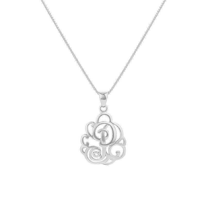 PRIMROSE Sterling Silver Monogram Initial Pendant Necklace, Womens Grey Product Image