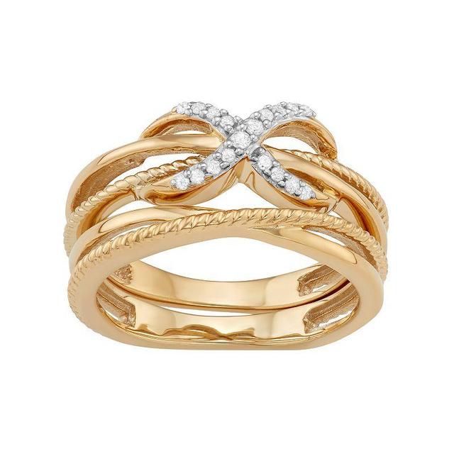 Jewelexcess Sterling Silver 1/10 Carat T.W. Diamond Infinity Ring Set, Womens Gold Tone Product Image