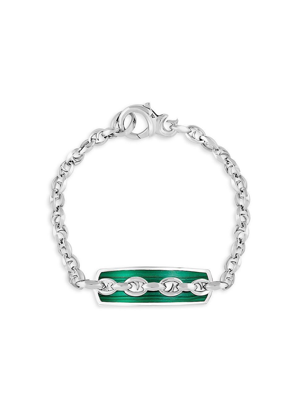 Mens Inline Razer Sterling Silver & Malachite Bracelet Product Image