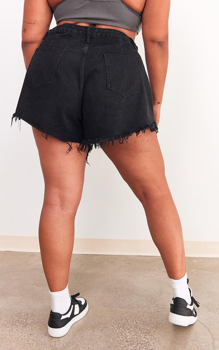 Plus Black Floaty Denim Shorts Product Image