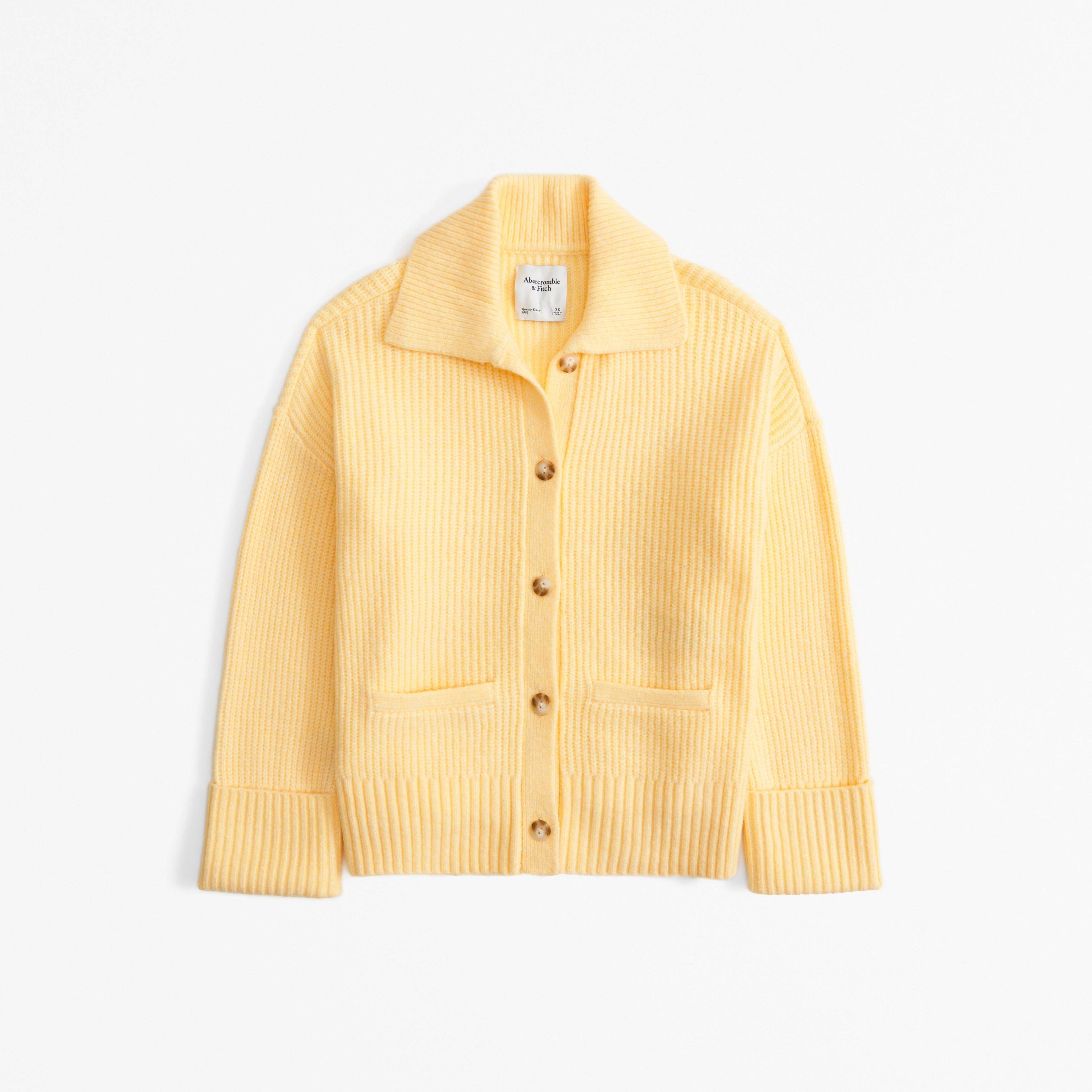 Ribbed Collared Cardigan Product Image