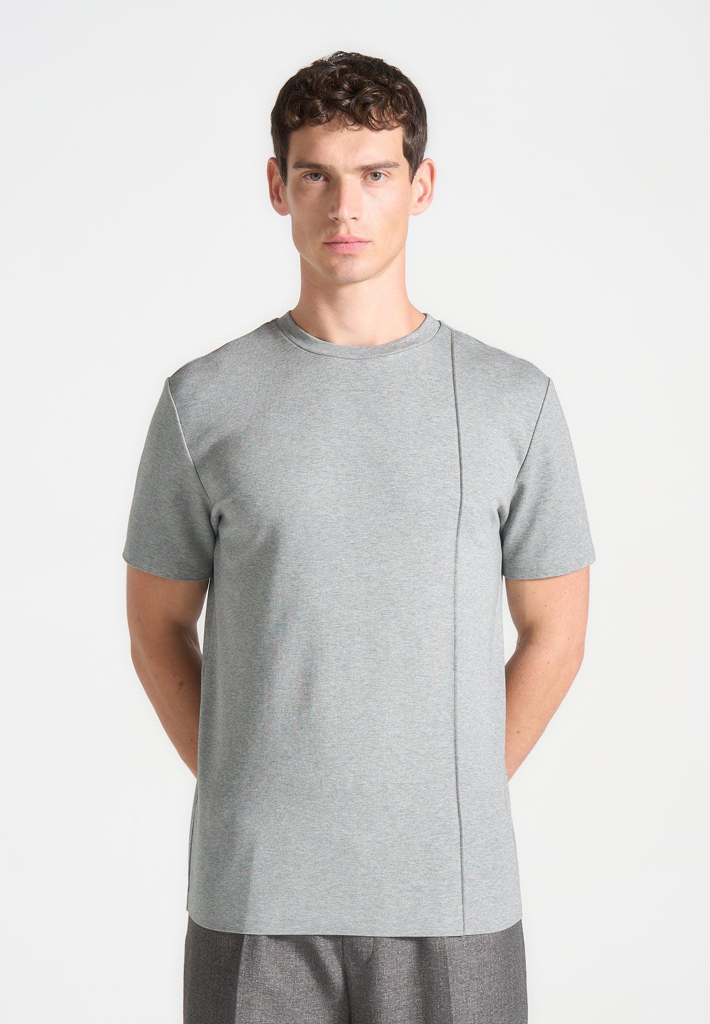 Éternel Regular Fit Cotton T-Shirt with Pintuck - Grey Male Product Image