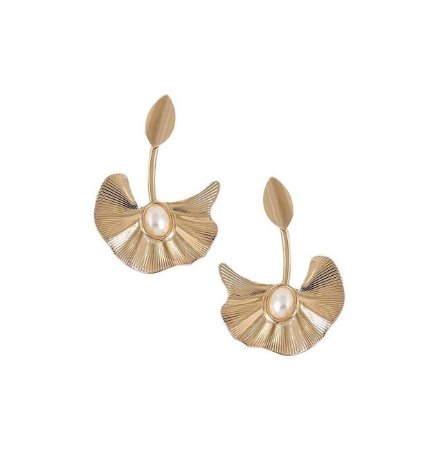 Sohi Womens Gold Flower Swirl Drop Earrings Product Image