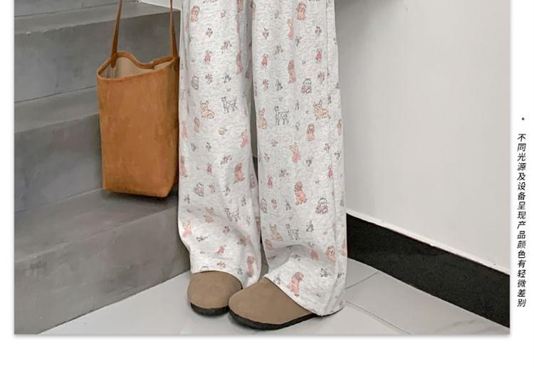 High Rise Dog Print Wide Leg Sweatpants Product Image