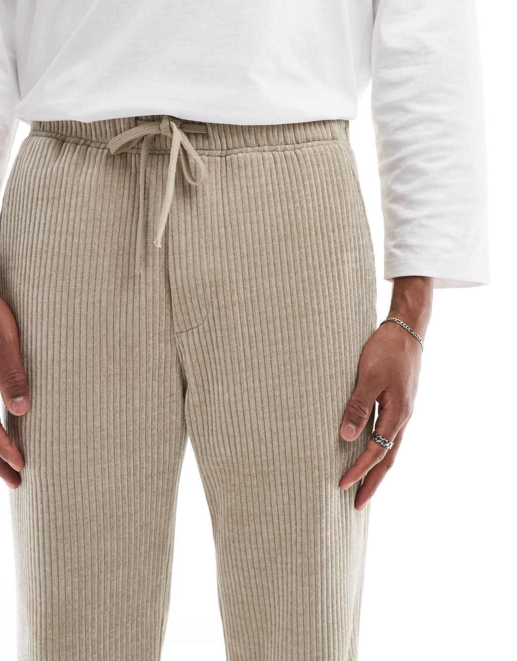 Bershka cord baggy pants in brown - part of a set Product Image