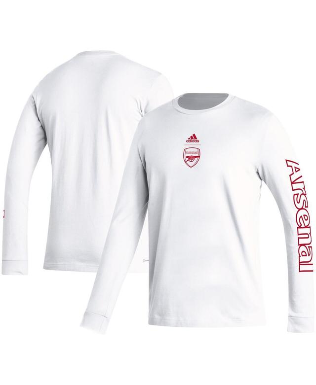 Mens adidas White Arsenal Team Crest Long Sleeve T-Shirt Product Image